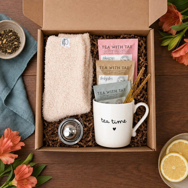 Panier-cadeau de thé chaud réconfortant