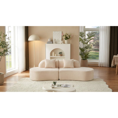 Canapé d'angle modulaire incurvé, canapé moderne Cloud sans structure, assise profonde, canapé lounge rembourré en tissu éponge moelleux compressé pour salon, aucun assemblage requis