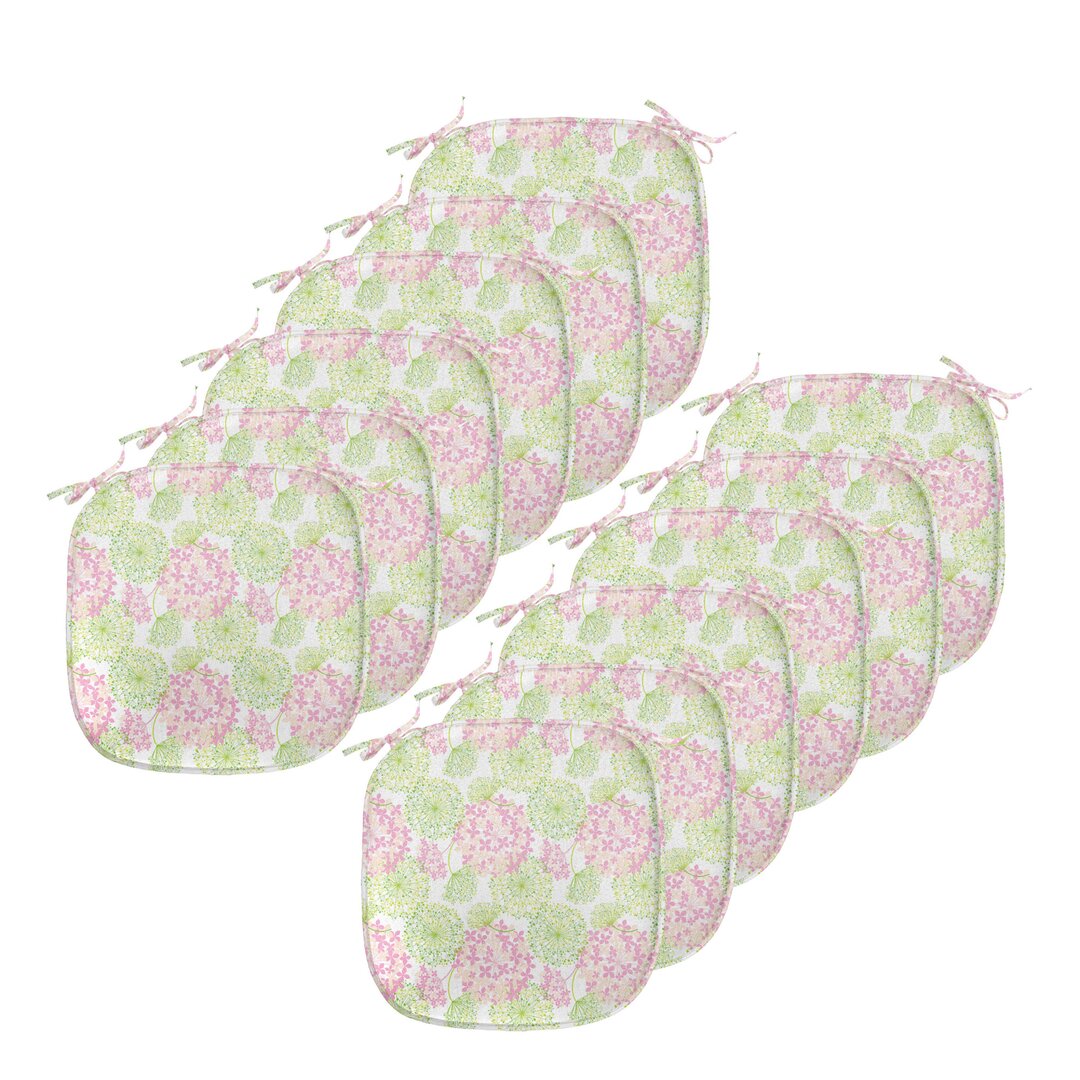 Kissen mit Riemen für Küchensitze, Löwenzahn-Blumen-Muster, Grün Pale Pink Weiß