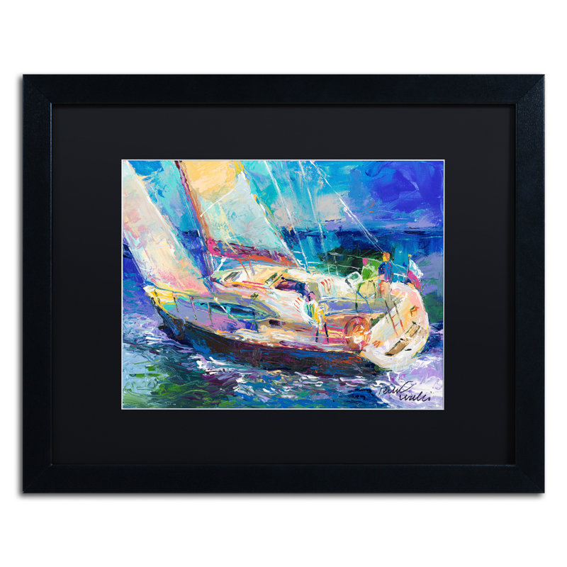 'Sailboat' Print on Canvas, 16" H x 20" W x 0.5" D, Black, Black Framed