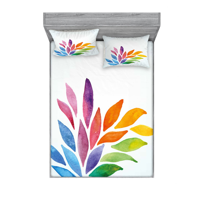 Microfiber Floral Sheet Set, Queen Sheet Set with Fitted Sheet