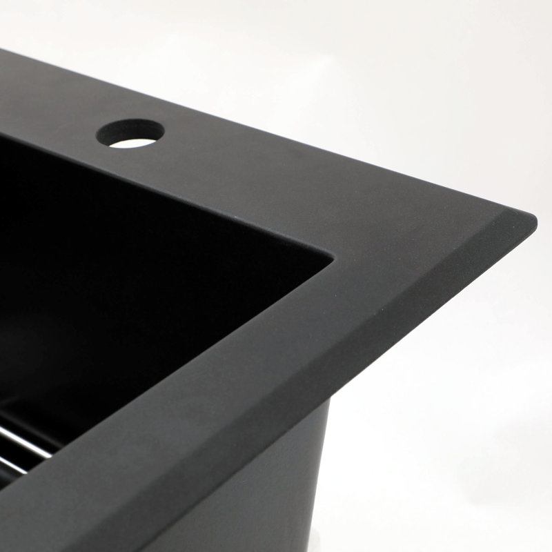 Quartz Kitchen Sink 33X22": Granite Touch, Long-Lasting Performance Appearance, Strong And Hygienic, Silver