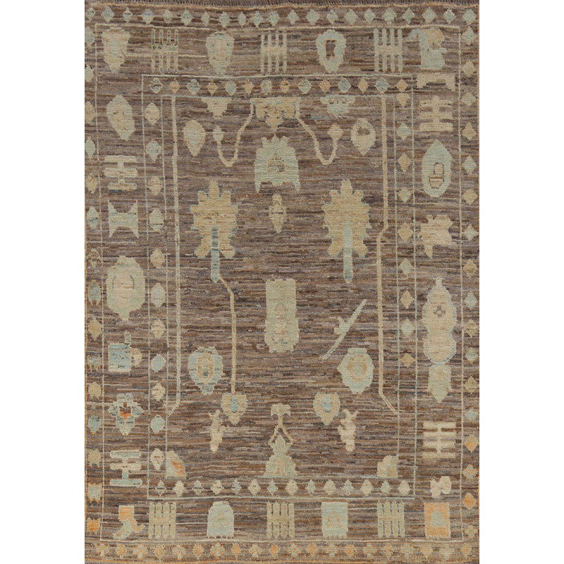 Tapis brun All-Over Oushak 6 x 8