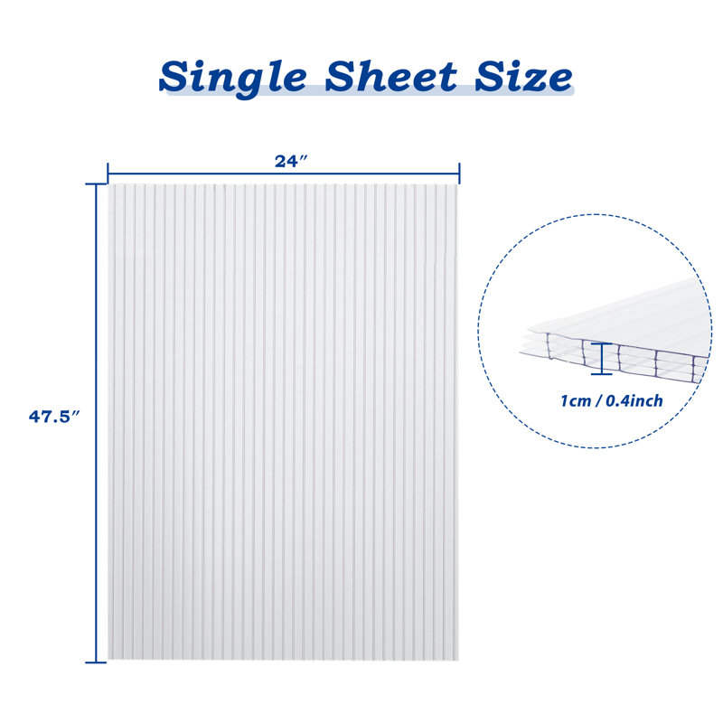 Aoodor Polycarbonate Panel Cover(Set of 6), 0.4" H x 48" W x 24" D