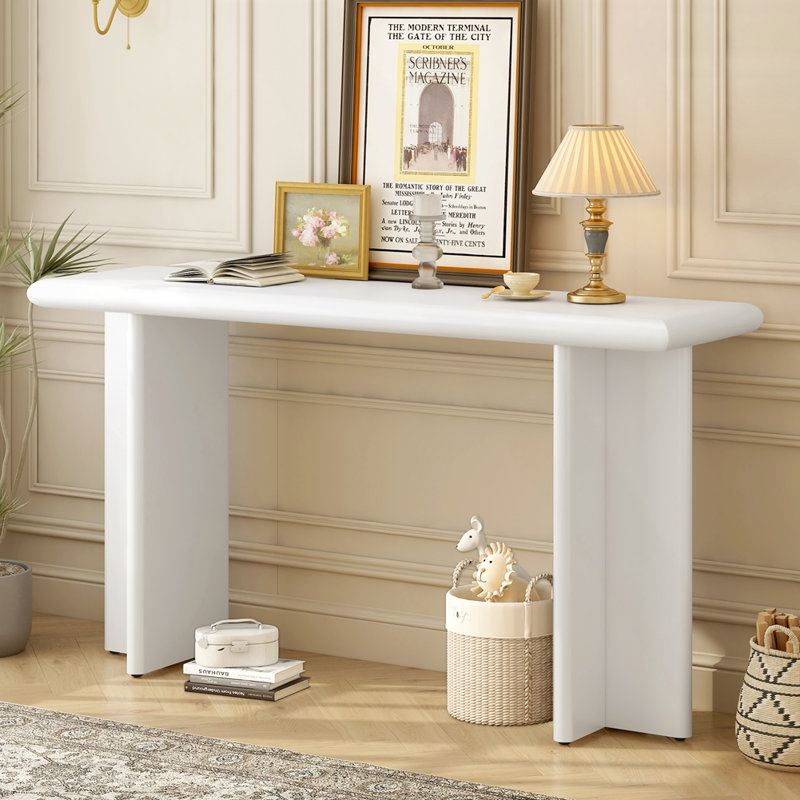Table d'entrée moderne avec pieds en L, Blanc