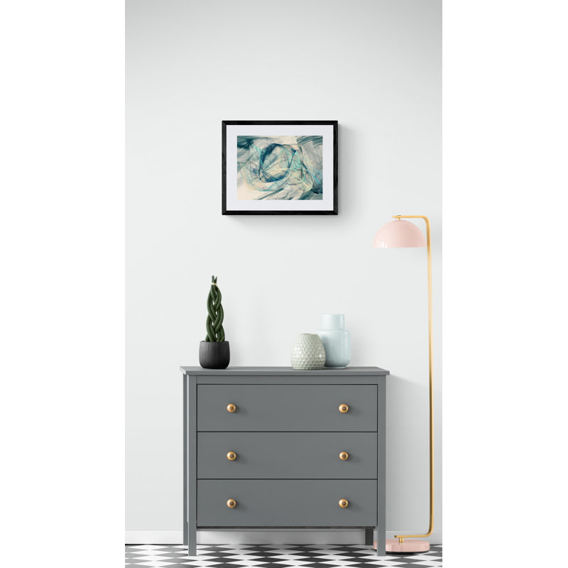 Bluish Print by Rica Belna, Black Framed Paper, 17.25"H x 21.25" W