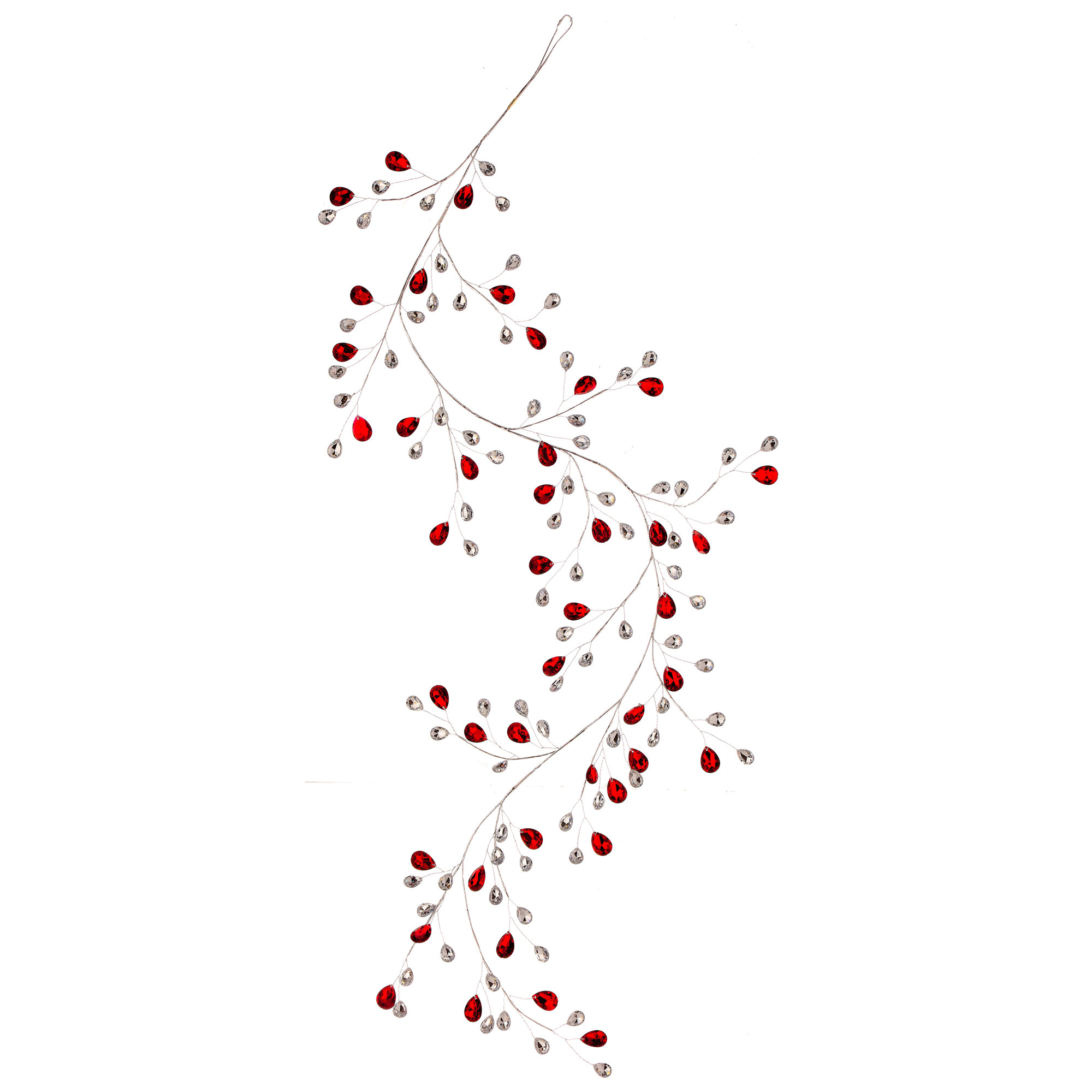 HALLELUJAH Metal Jewel Garland, Red/Clear, 4.5" H x 45" W x 0.25" D