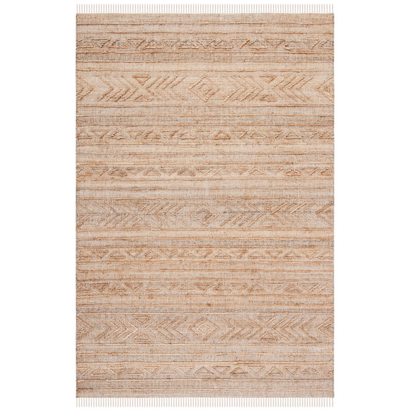 Haleem Natural Fiber Hand Loomed Jute/Cotton Southwestern Rug in Natural, Rectangle 8' x 10'