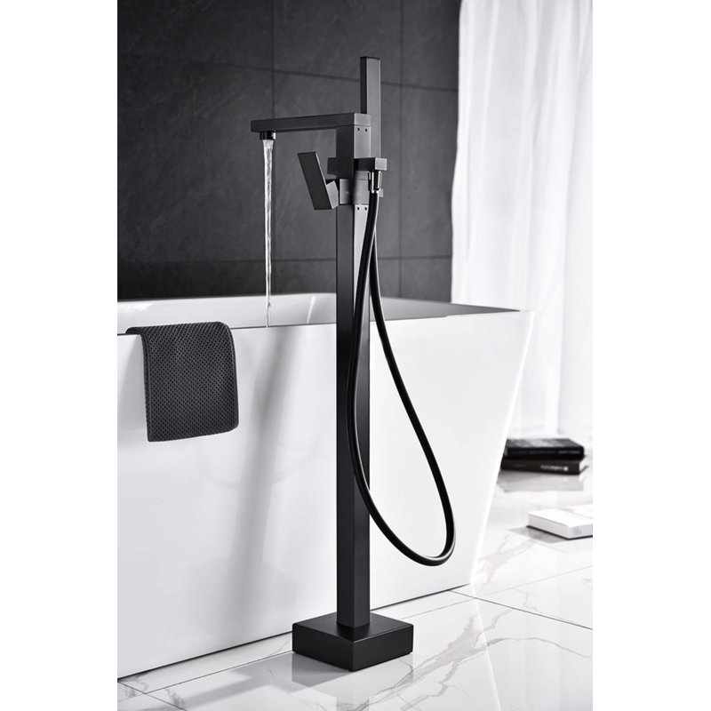 Floor Tub Spout with Diverter, Matte Black