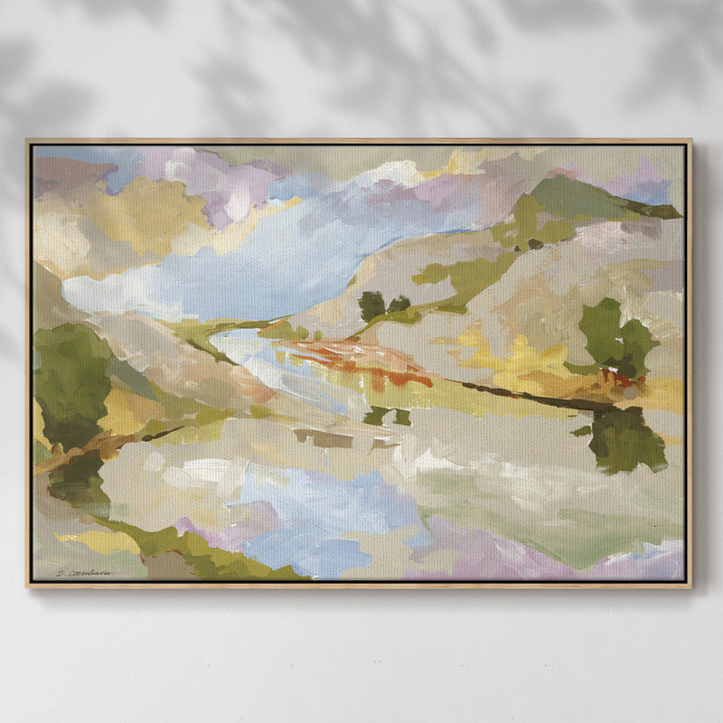 " Uplands II ", 25" H x 37" W x 2" D, Natural Wood Framed