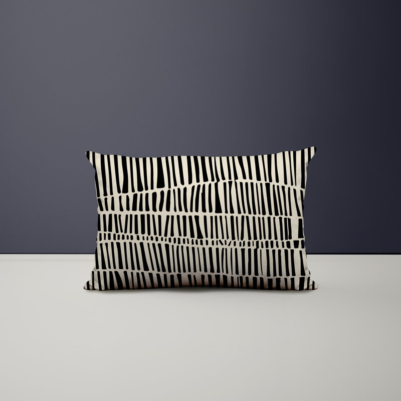 Ikom Polyester/Polyester Blend Lumbar Rectangular Indoor/Outdoor Pillow Cover & Insert, 18"H x 25"W, Black