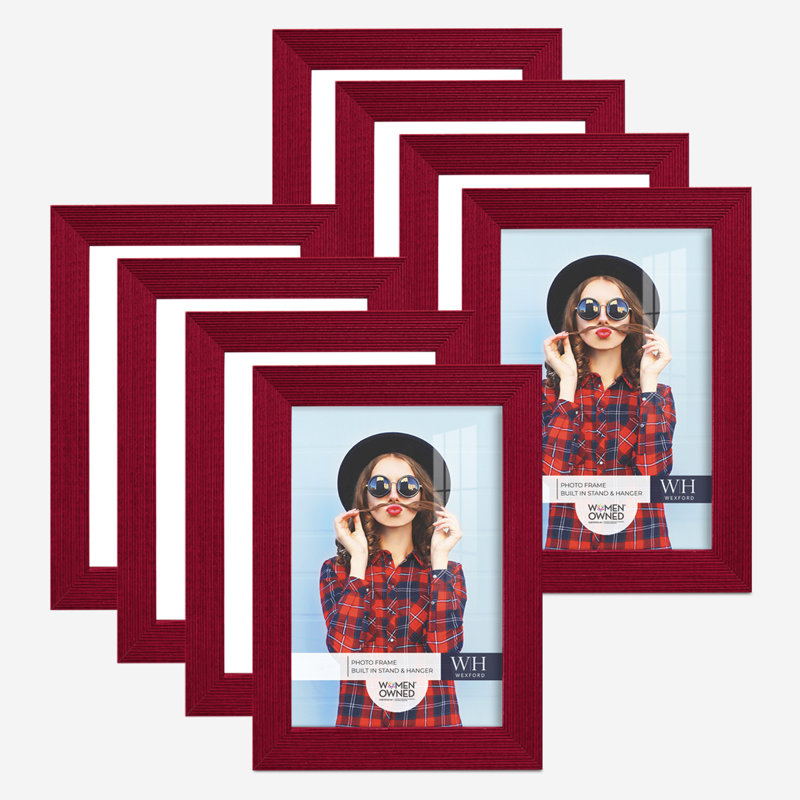 Red Wood Picture Frame - Set of 8, 5" x 7"