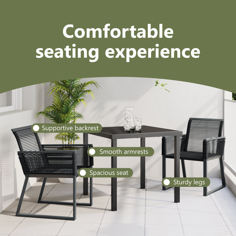  Square 3 - Piece 2 - Person 73Cm L Outdoor Table Set