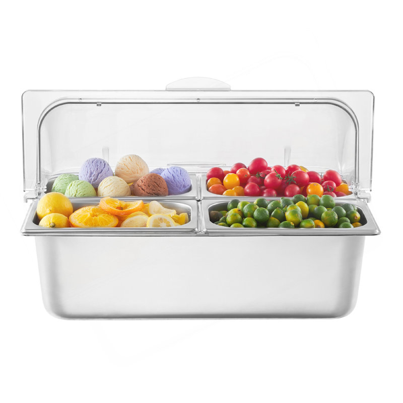 Distributeur de condiments pour comptoir 4 plats avec couvercle