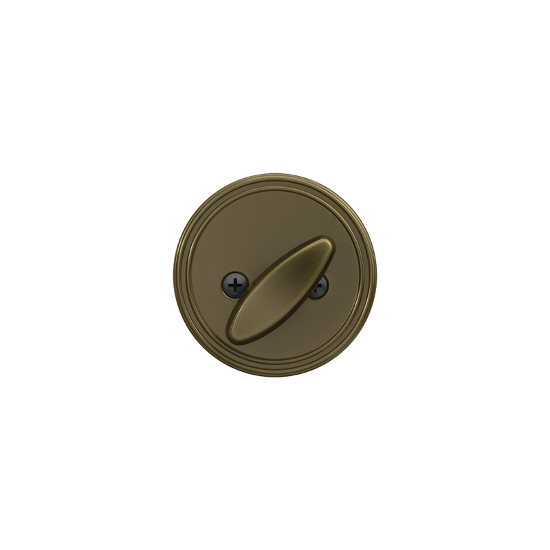 J Series Single Cylinder Deadbolt with Rosette, Antique Brass, Yes