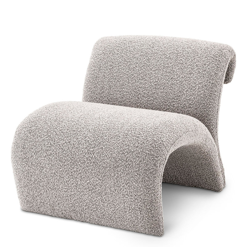 Vignola Armless Chair, Bouclé Gray Polyester Blend