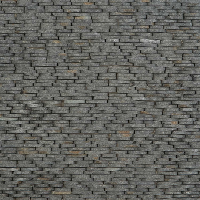 Nature Stacked Pram Gray Pebble Mosaic Tile, Lava Black
