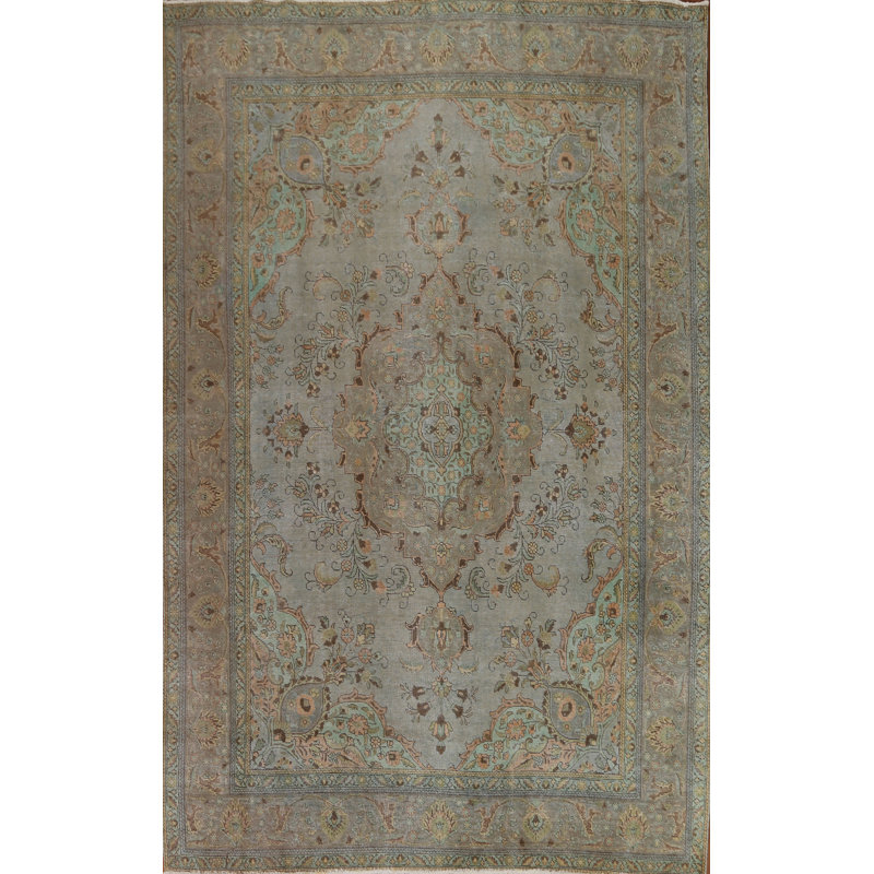 Tapis unique en laine noué à la main de style années 1960 de 8 pi 3 po x 11 pi 3 po Serita