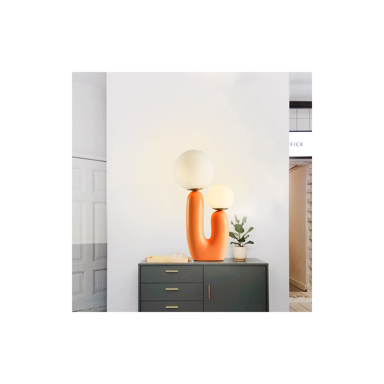 Yuma Resin Table Lamp, Orange