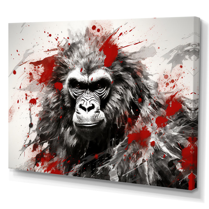 Graffiti rouge sur toile, Toile tendue, H 34 po x l 44 po x P 1,5 po