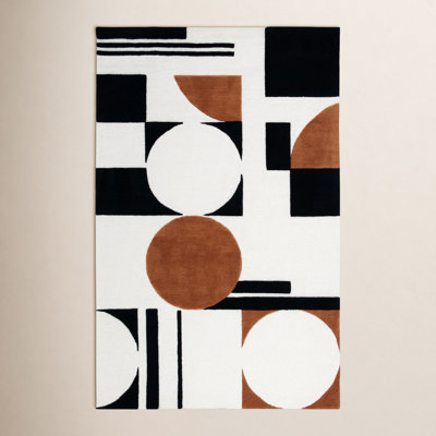 Antoni Ivory Black Brown Hand-Tufted Wool Rug