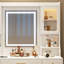Grande coiffeuse avec miroir, 6 tiroirs et tablettes, bureau de commode