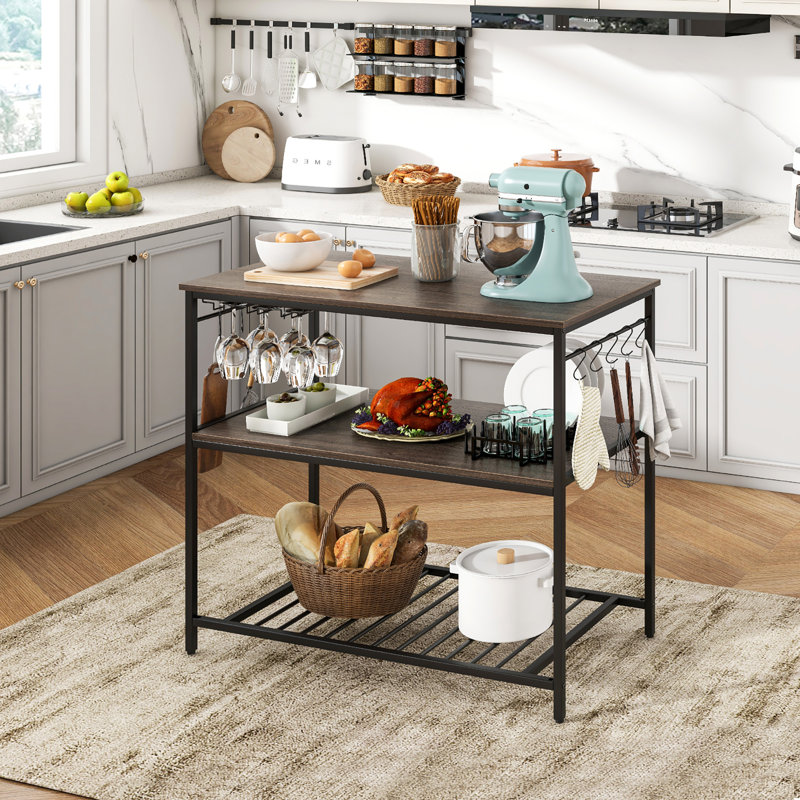 Natal 40 " W Prep Table, Gray/Black
