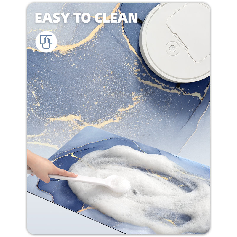 Zowie Non-Slip Bath Rug, 17" W x 43" L, Blue