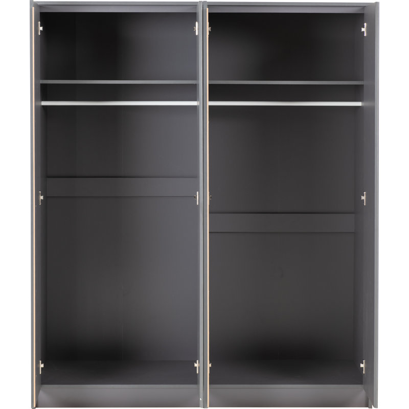 4 Door Manufactured Wood Wardrobe, Grey