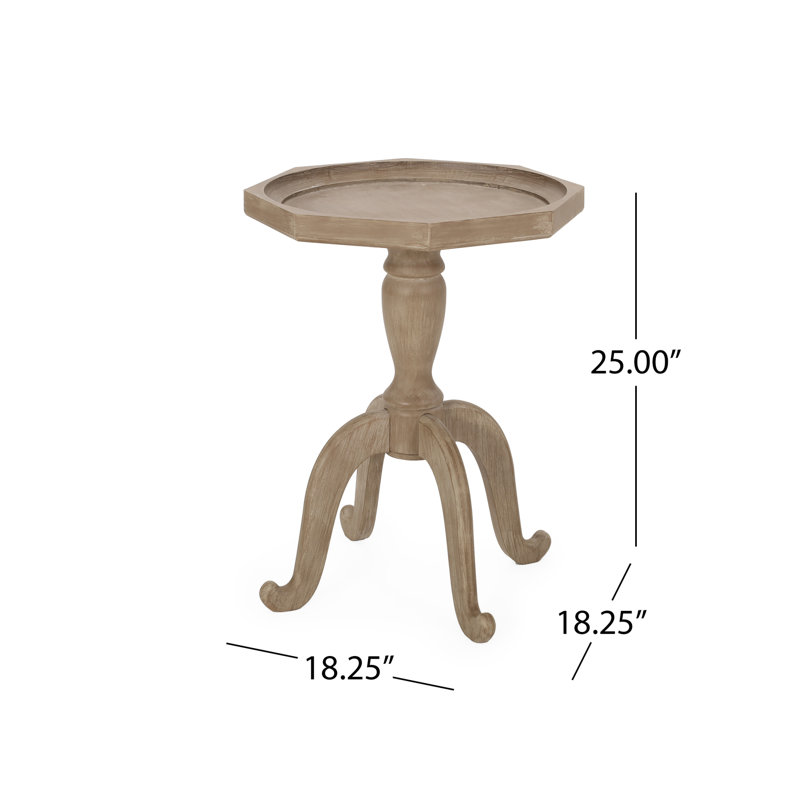  Table de bout octogonale blanc naturel French Country, table d'appoint à pieds araignée en bois patiné de luxe, base à piédestal à lèvres contemporaine