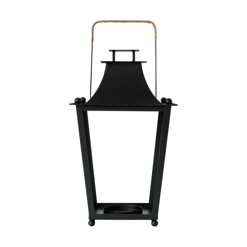 Accent black metal floor tabletop lantern