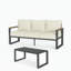Ensemble de canapé d'extérieur 2 pièces 3 pièces, canapé d'extérieur en aluminium 3 places 75 "avec coussins beiges épais et table basse en verre 44"