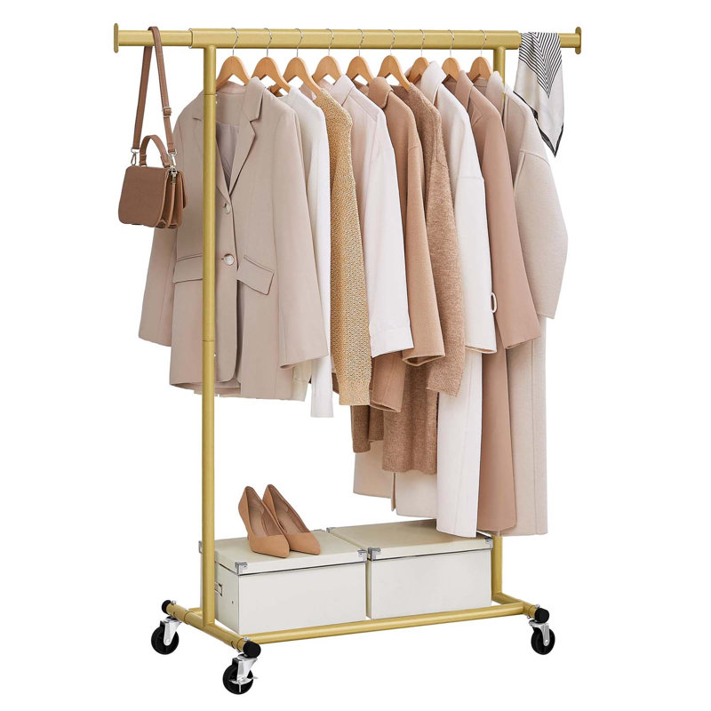Bonville Adjustable Rolling Clothing Rack, Gold