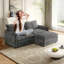 Canapé avec repose-pieds en tissu Corduroy-1075734660