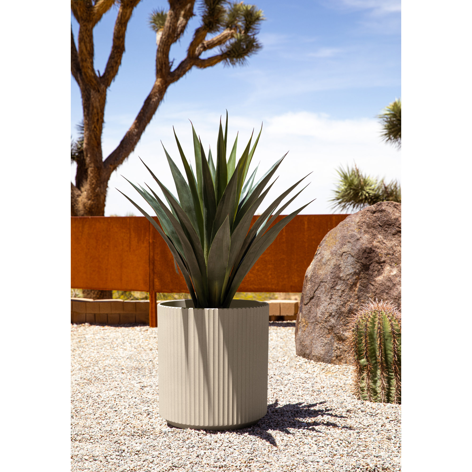 Demi Series Round Planter, 1, 19.75" H x 18.5" W x 18.5" D, Sand