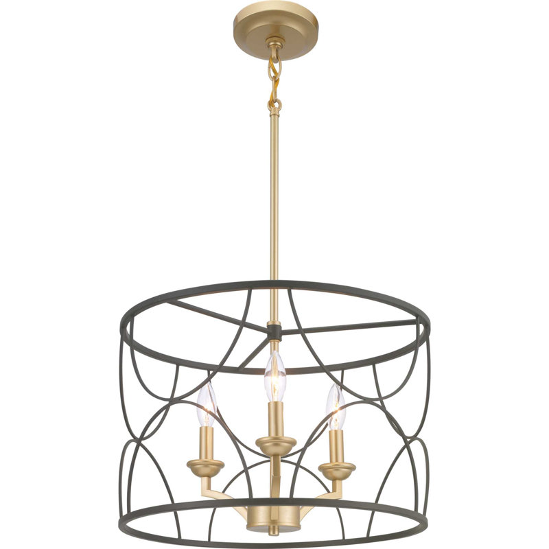 Landree Black Steel and Brass 5-Light Chandelier