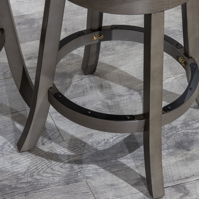 Swivel Upholstered Counter Stool, Charcoal, Weathered Gray