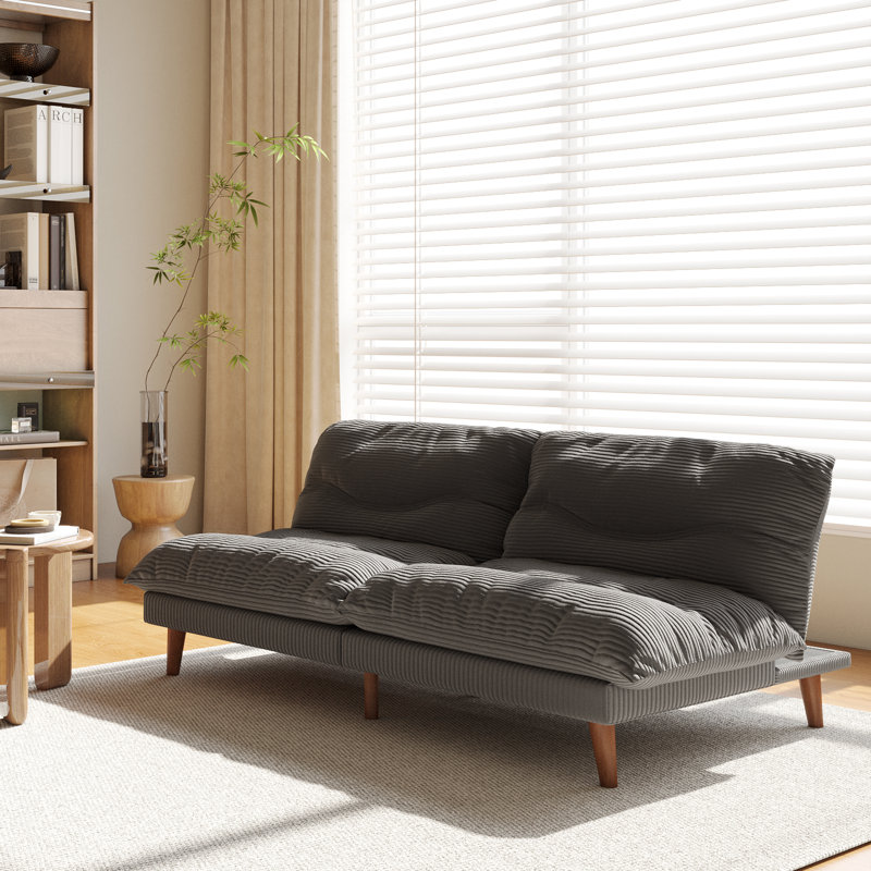 Canapé-lit convertible multifonctionnel en velours côtelé, H 19,2 po x l 69 po x P 37,4 po, Gris