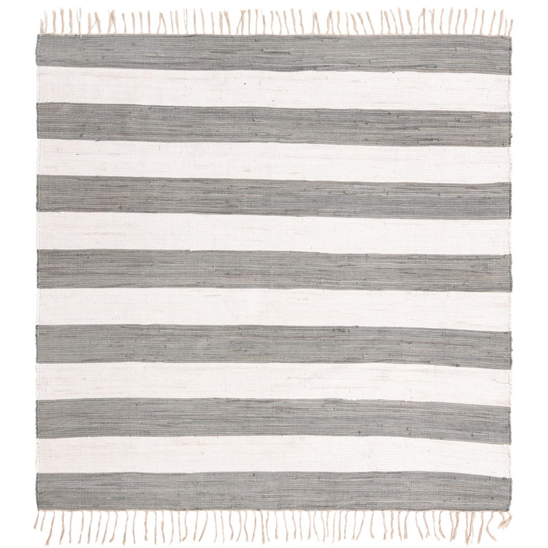 Rinker Cotton Striped Indoor Rug, Square 7'10"