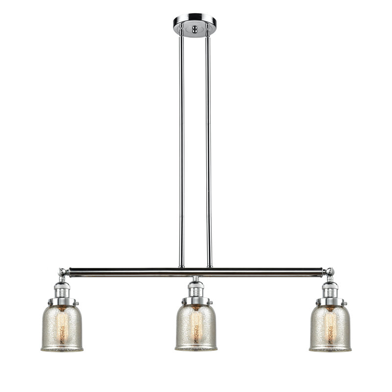 Luminaire suspendu linéaire à 3 lumières pour îlot de cuisine Keech, Ampoule non incluse, Argent mercuré plaqué