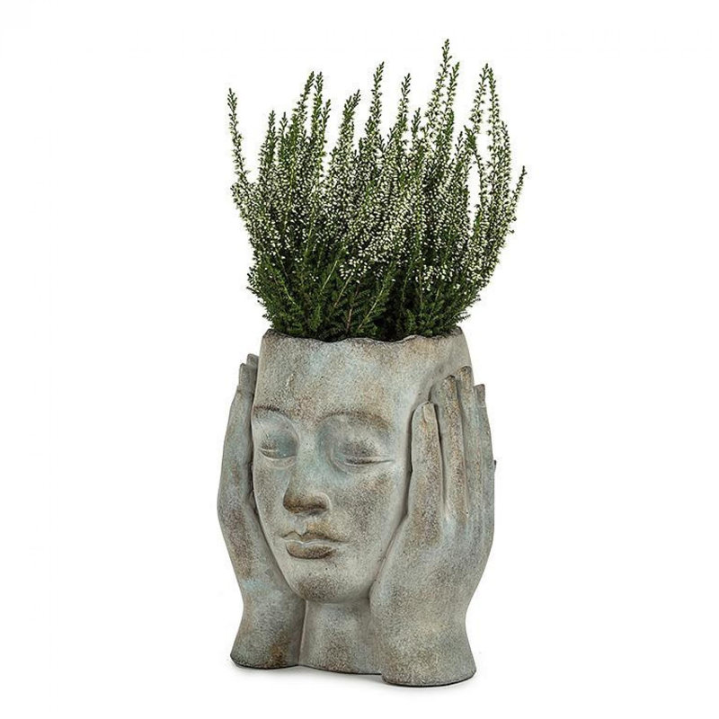 Hands Holding Head With Closed Eyes Planter