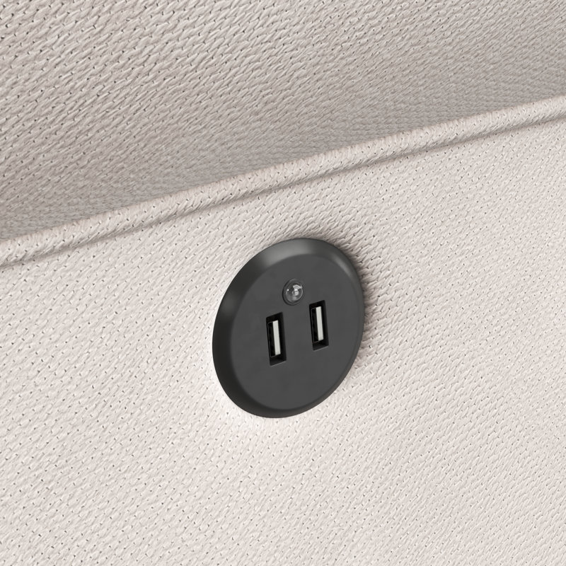 Serenity Swivel Reclining Glider with USB, Ivory Polyester Blend