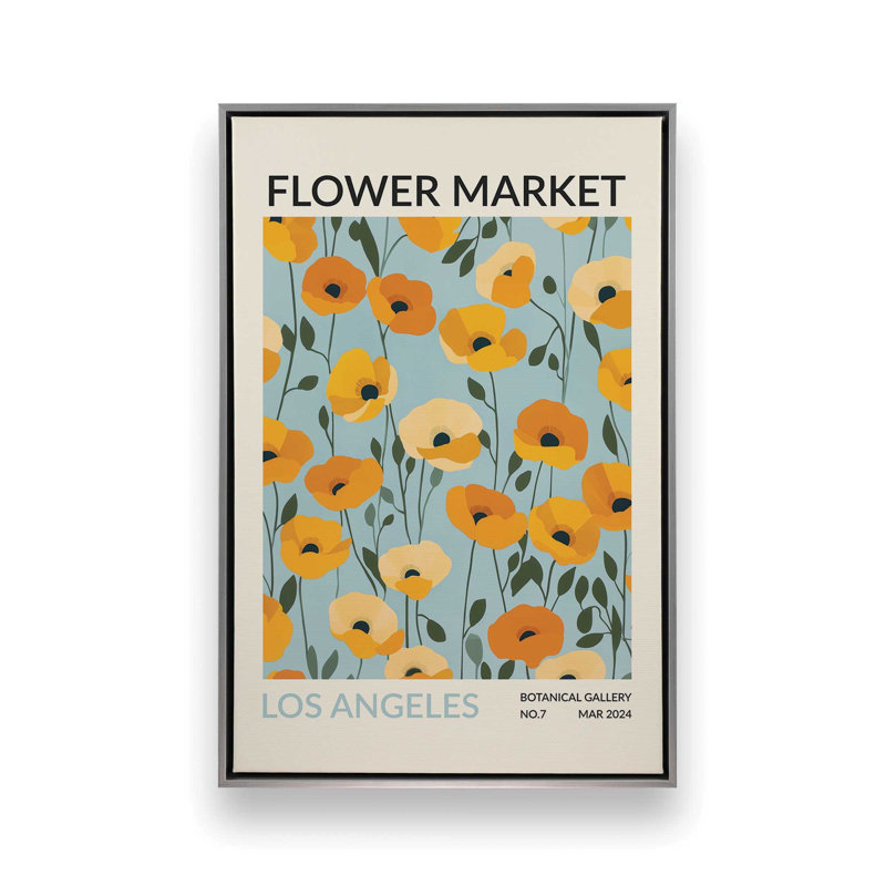 Marché aux fleurs de Los Angeles, Cadre flottant en chrome poli, H 36,75 po x l 24,75 po