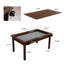 Table de salle à manger 63 "2 en 1 pour 6 joueurs, table de salle à manger convertible avec plateau amovible, tables de poker / casino avec tapis de jeu en feutre et porte-gobelets rotatifs, brun rustique