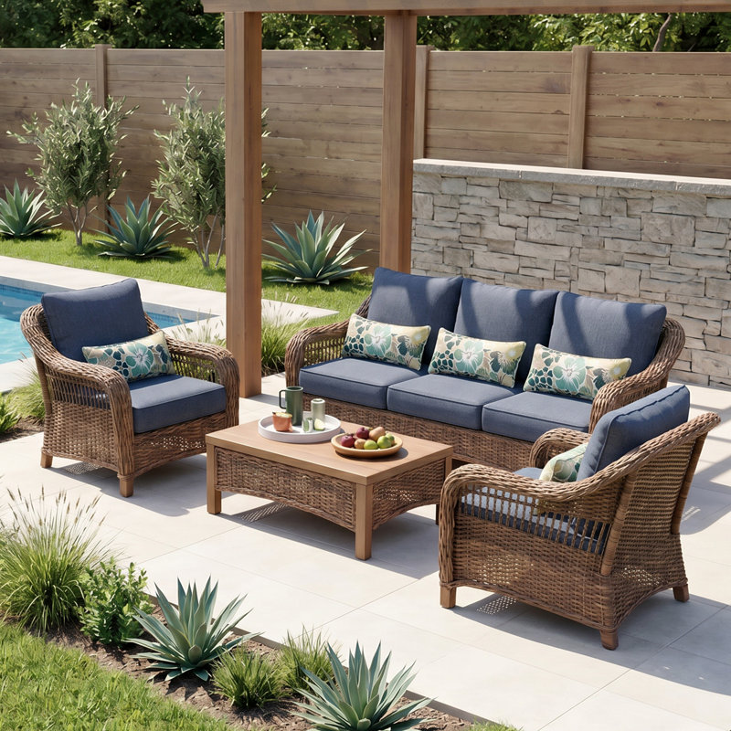 Outdoor Deep Seat Chair Cushion Set, Chambry Blue, 22" W x 24" D