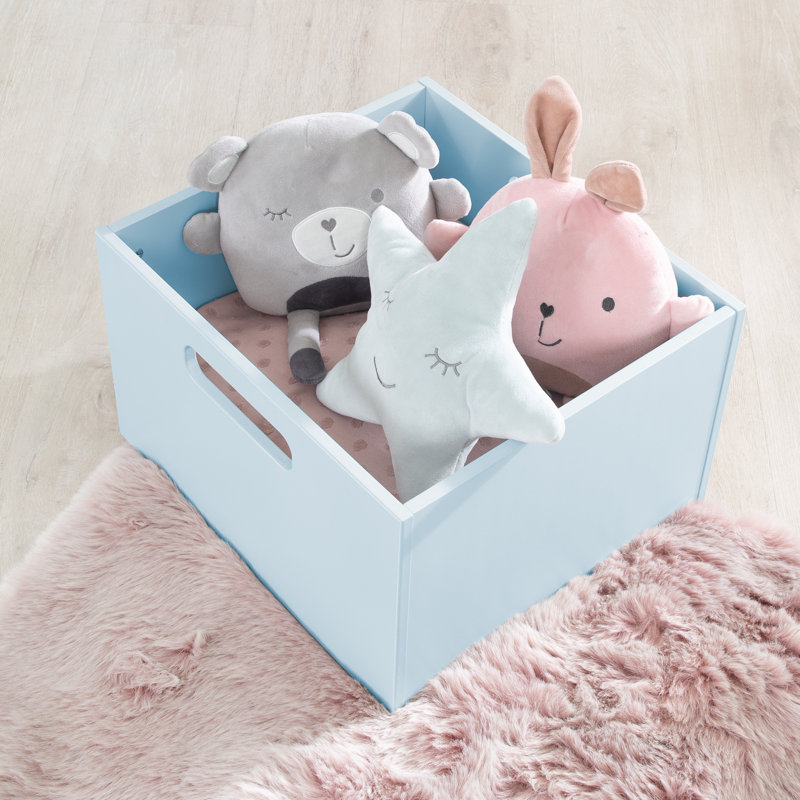 Roba Wooden Toy Box, Blue / White / Grey