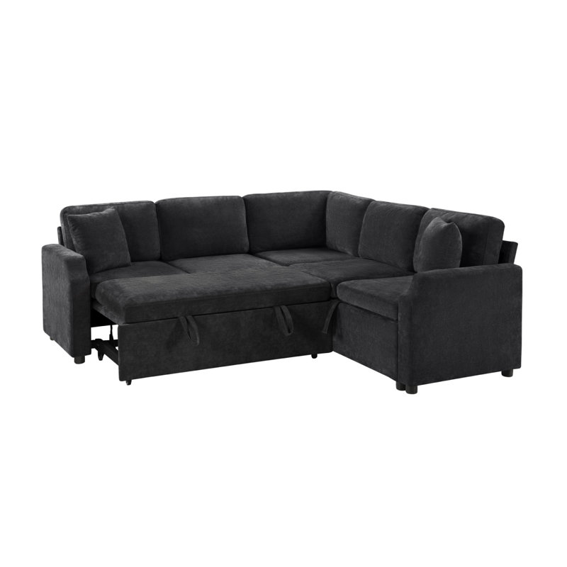 Canapé-lit modulaire en forme de L Canapé modulaire rembourré en L 81,9 po avec canapé-lit et compartiment de rangement dissimulé pour le salon 