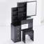 29.2" Small Space Left Bedside Cabinet Vanity Table + Cushioned Stool-1135991992