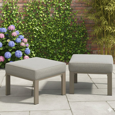 Ensemble de 2 repose-pieds de patio en métal épais et beige de 22 po