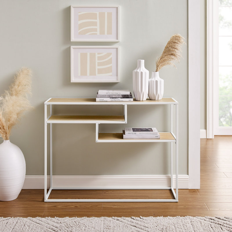 Aezaz 34cm Console Table, Coastal Oak, White